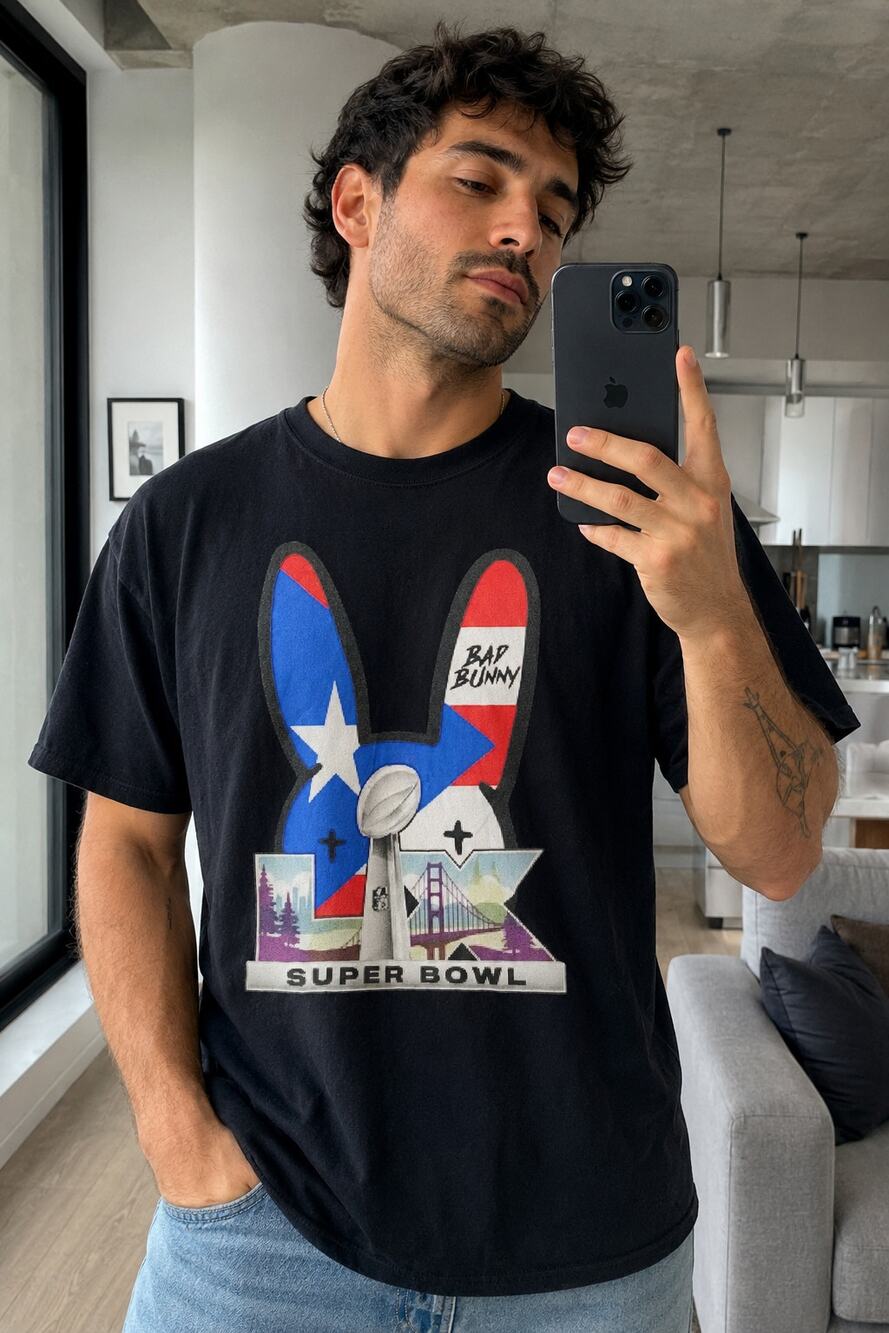 Bad Bunny Super Bowl LX Shirt XL Black NFL Halftime Show 2026 Puerto Rico Tee